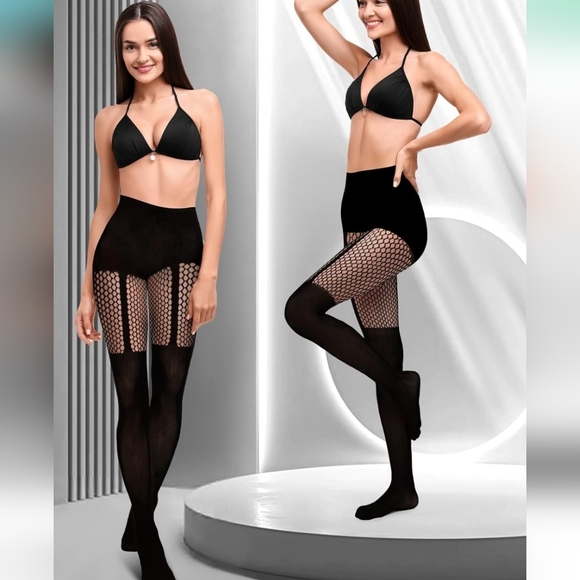 Faux Thigh High Fishnet Stockings - Picture 5 of 9